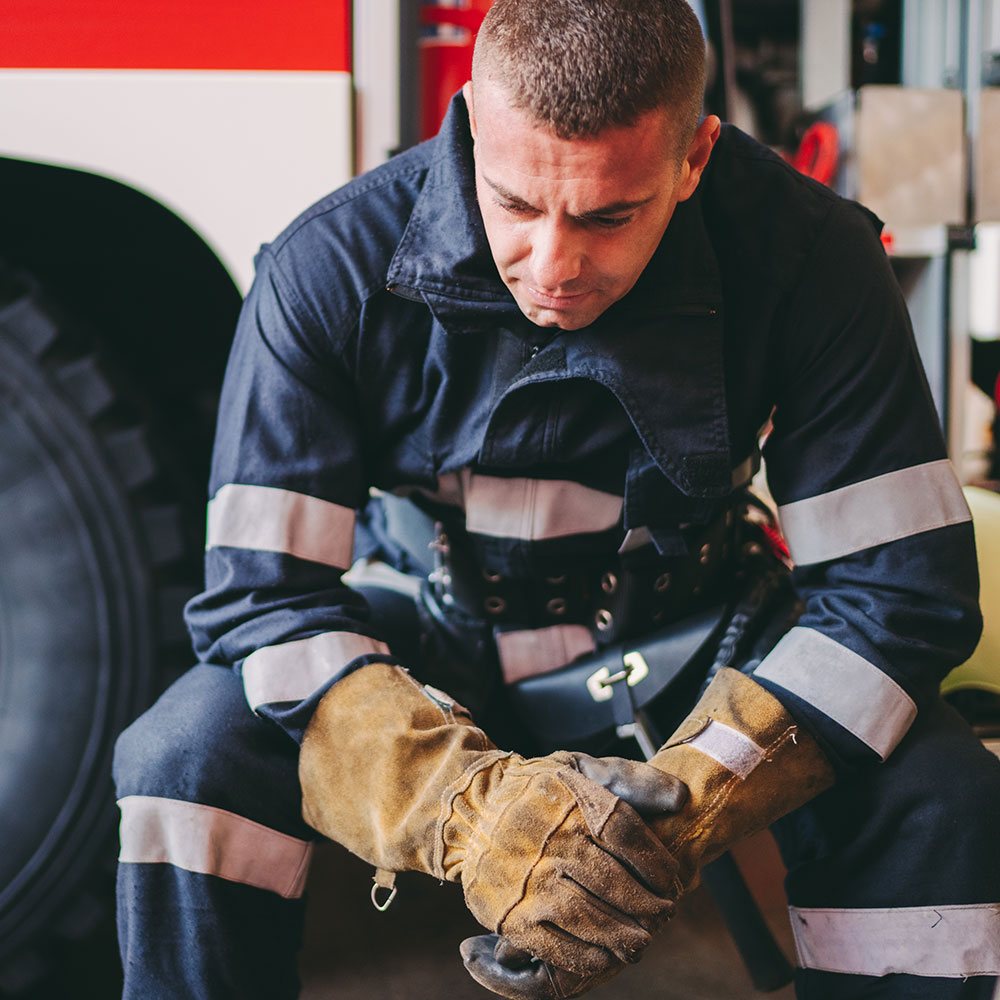 Firefighter after rescue operation